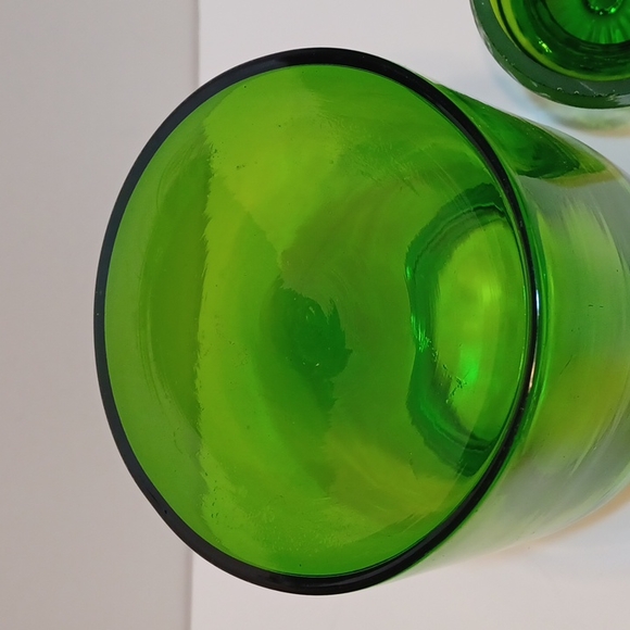 X-LARGE MCM Centerpoint Japan Apple Green Handblown Glass Apothecary Jar w/Lid - Picture 4 of 7